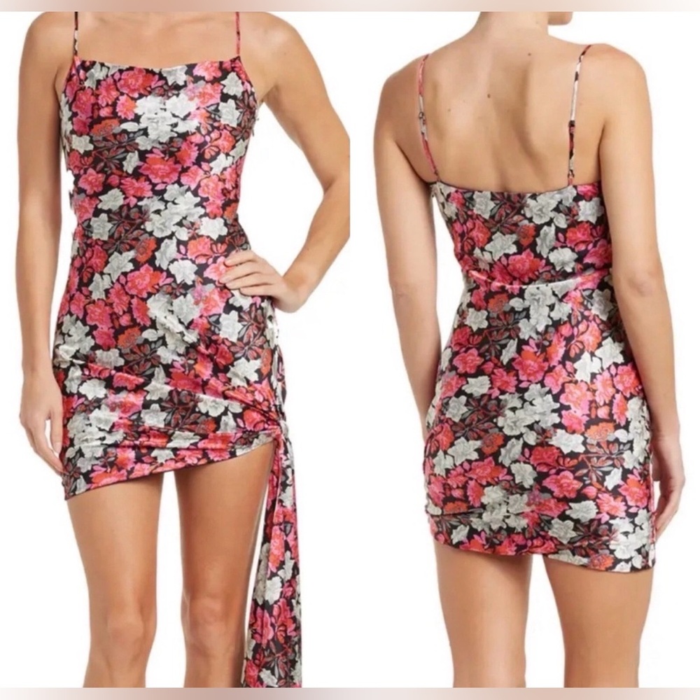 Size 6 Cinq À Sept Ryder Black Silk Multi Floral Mini Dress - Picture 1 of 5
